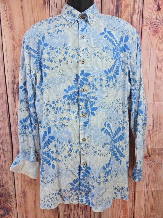 Tommy Bahama Blue Floral Long Sleeve Shirt Mens Large - Picture 1 of 7
